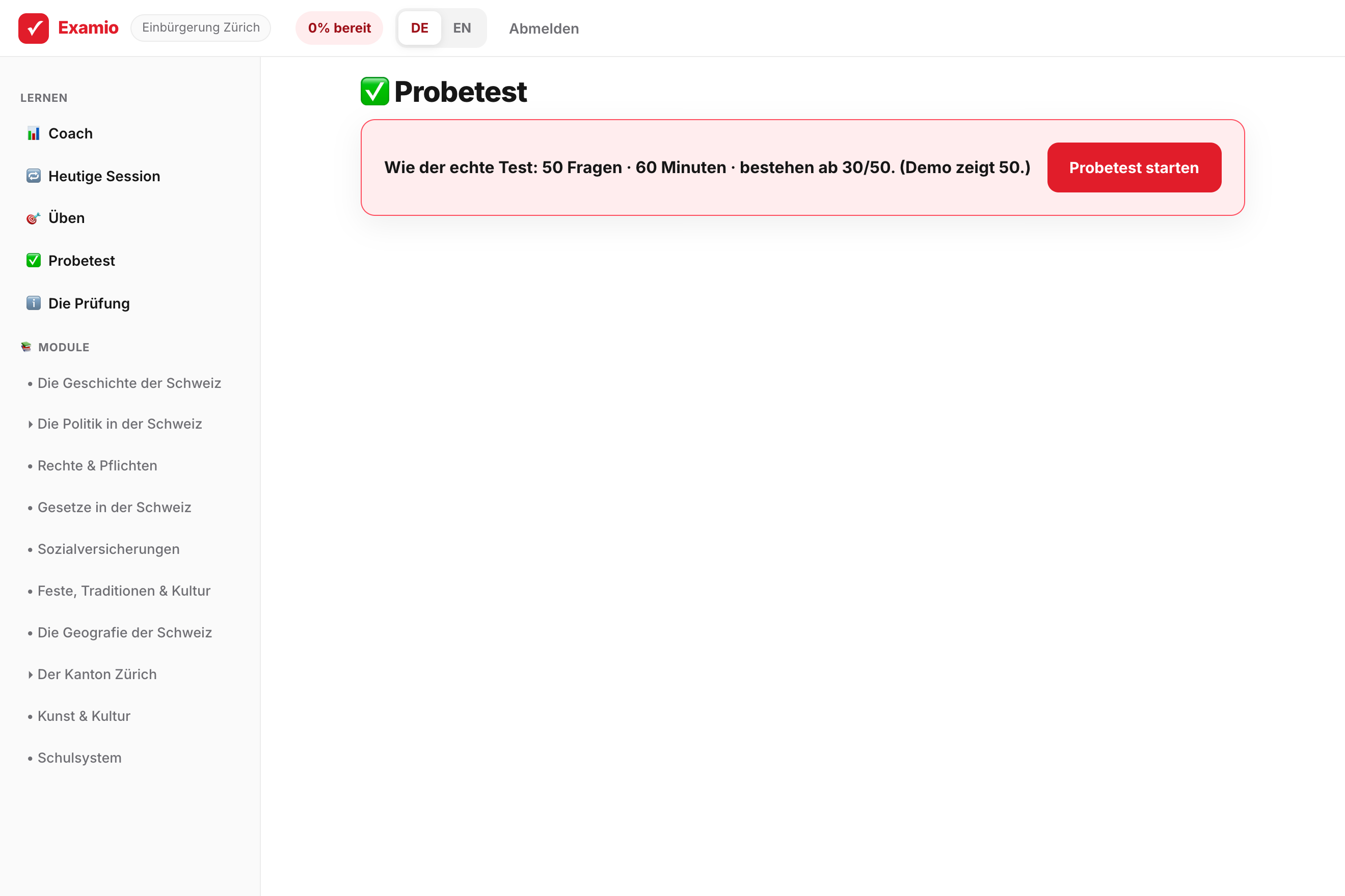 Examio — Probetest
